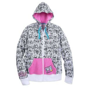 Disney Parks Mickey Mouse Comic Hoodie Full Zip black and white - Size L